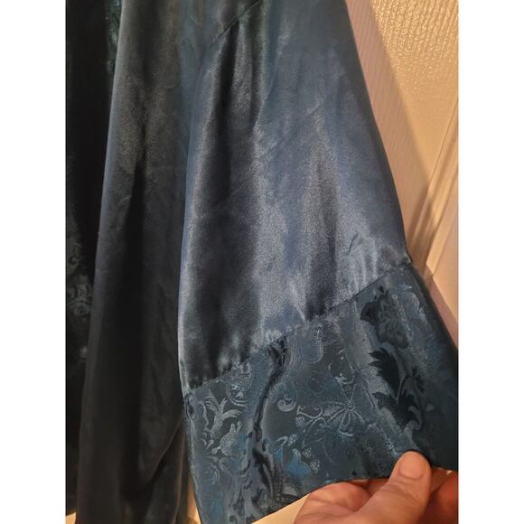 Vintage Victoria’s Secret Gold Label Dark Green Silky Self Tie Kimono Robe - Picture 7 of 7